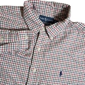 Ralph Lauren Button Down Shirt Mens L Multi Color Plaid Classic Fit Long Sleeve